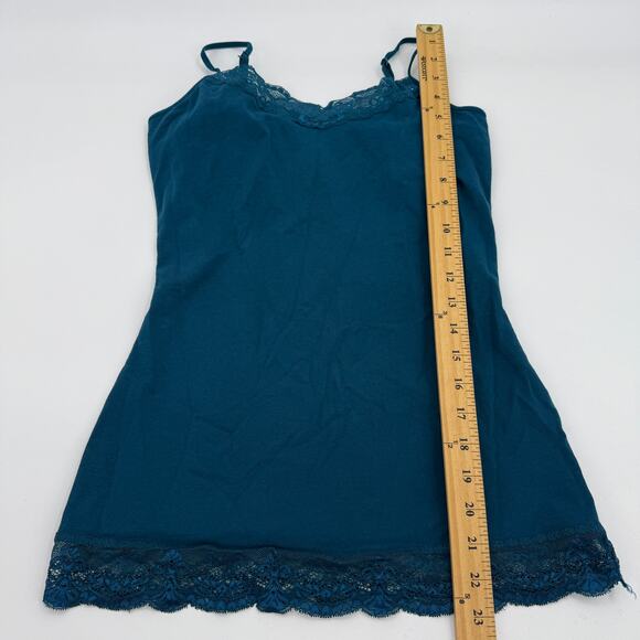 EXPRESS Lace Trim Bra Cami Tank Top Size M Teal Stretch Romantic Preppy Y2K - Picture 6 of 6